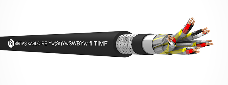 RE-Yw(St)YwSWBYw-fl TIMF  90°C  /  500 V (~RE-Yw(St)YwQYw-fl TIMF) Cu/PVC/ISCR/OSCR/PVC/SWA/PVC